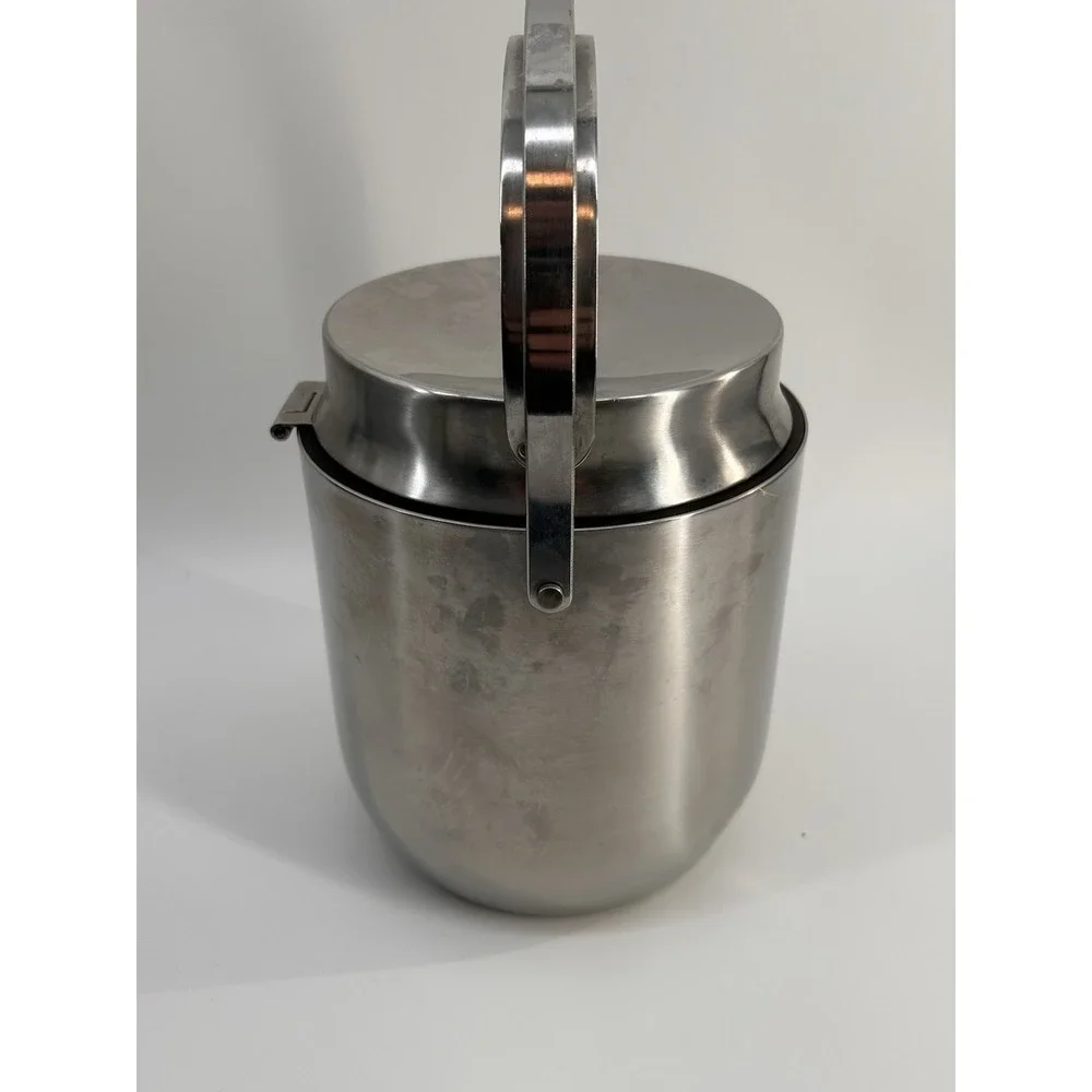 Vintage ALESSI Stainless‎ Steel Thermal Ice Bucket W/ Polished Copper Interior
